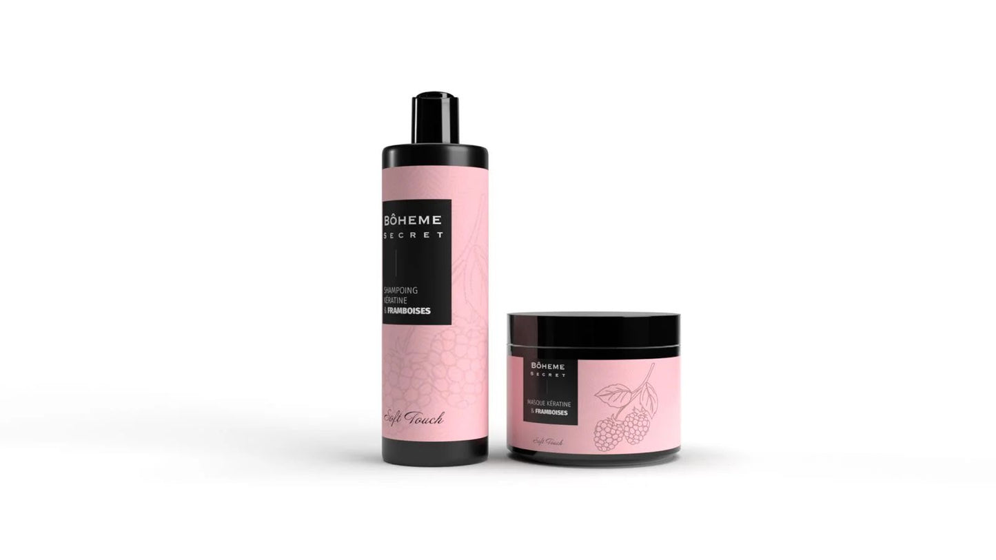 Shampoing & Masque Kératine Framboise – Bohême Secret